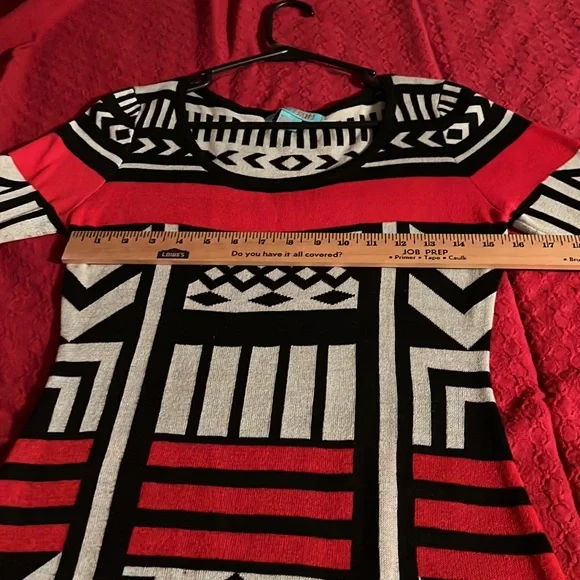 Flying Tomato Aztec Knit Dress Black and Red - Picture 4 of 9